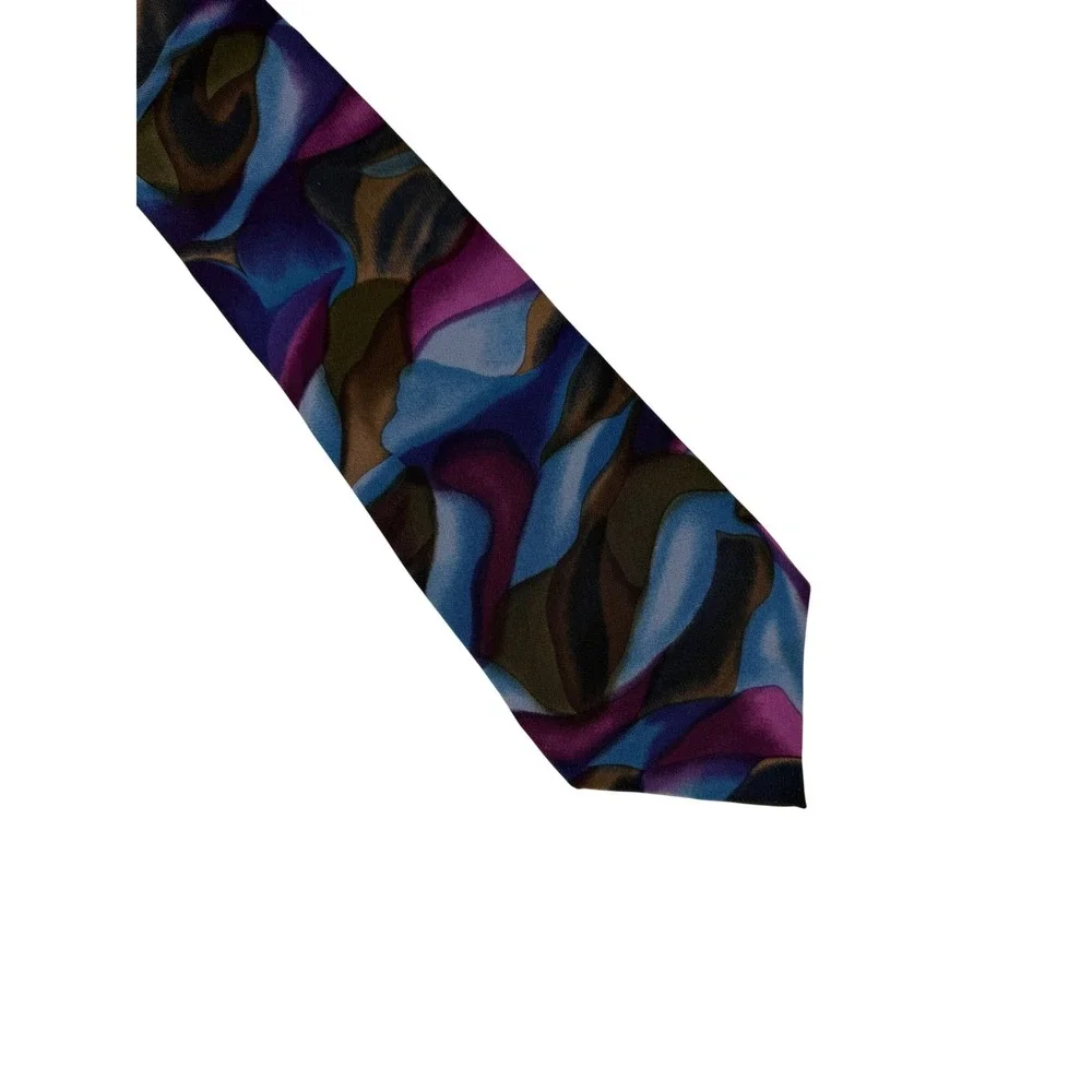 J Garcia Mesa Collection Seven Mens Silk Abstract Pattern Tie Made in USA‎